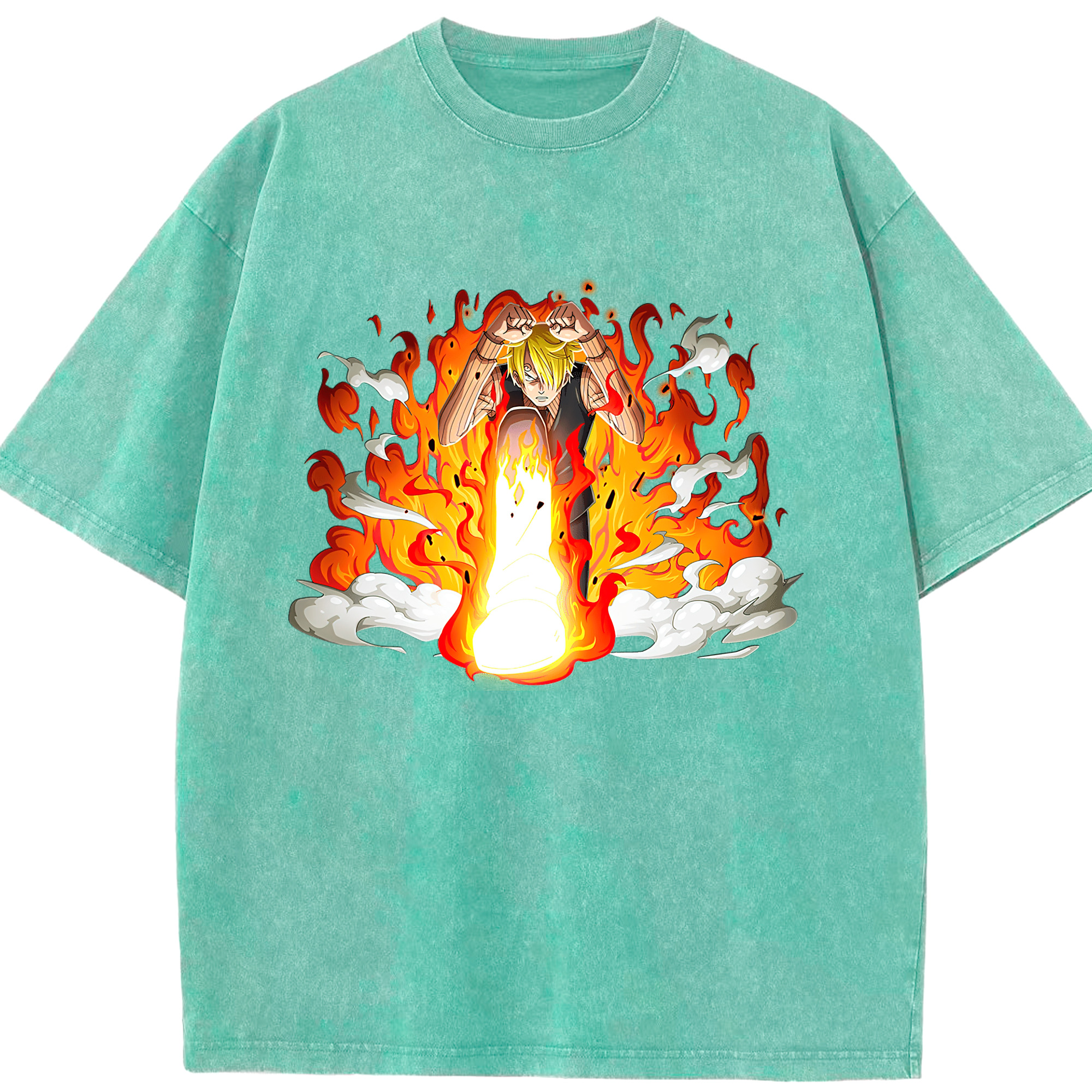 （画像用） ワンピース サンジ ONE PIECE Sanji 綿100% ヴィンテージ風 半袖Tシャツ（フロントプリント）